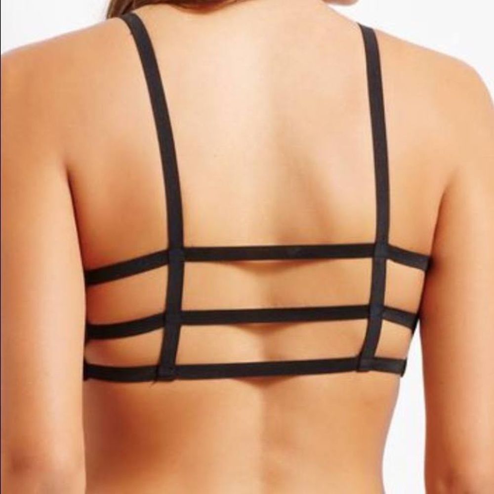 Blue cage back bra